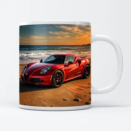 Alfa Romeo 4C Red Beach Sunset