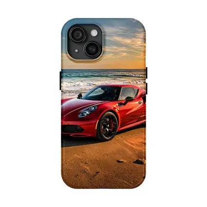 Alfa Romeo 4C Red Beach Sunset