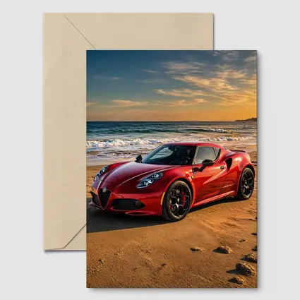 Alfa Romeo 4C Red Beach Sunset