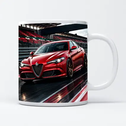 Alfa Romeo Giulia Red Racing Track Scene