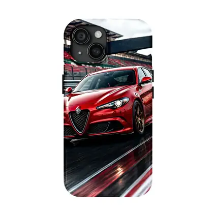 Alfa Romeo Giulia Red Racing Track Scene