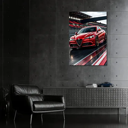 Alfa Romeo Giulia Red Racing Track Scene