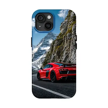 Red Audi R8 Mountain Alpine Road