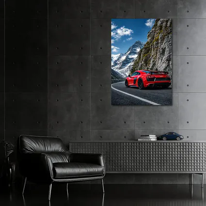 Red Audi R8 Mountain Alpine Road