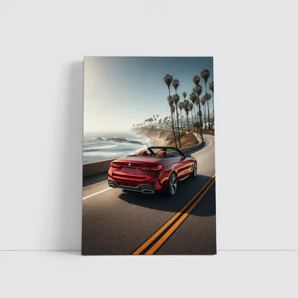 Red BMW M4 Convertible Coastal Highway Drive