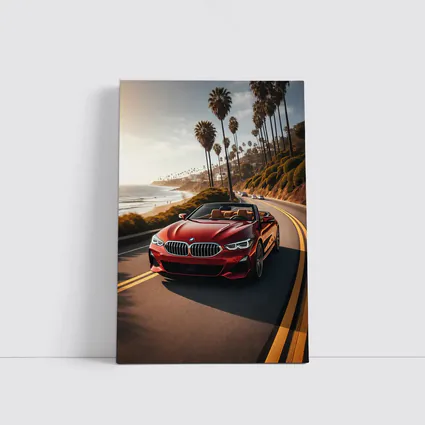 Red BMW 8 Series Convertible Coastal Drive
