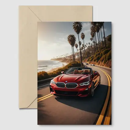 Red BMW 8 Series Convertible Coastal Drive