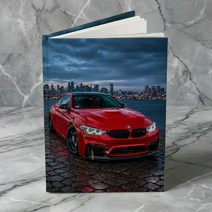 Red BMW M4 City Skyline Dusk