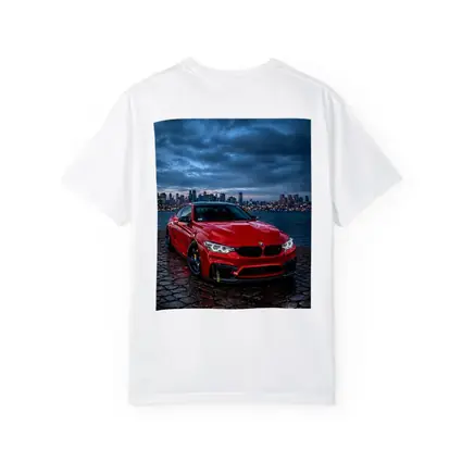 Red BMW M4 City Skyline Dusk