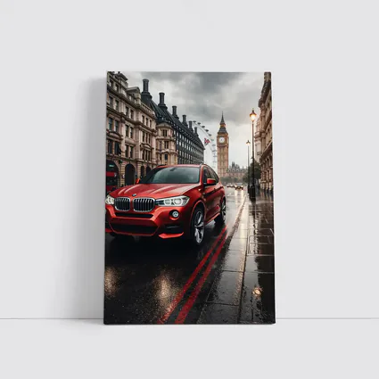 Red BMW X3 Rainy London Streets
