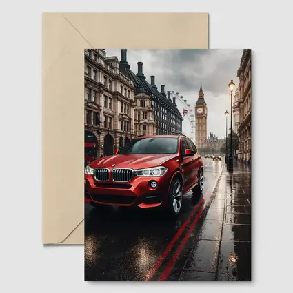 Red BMW X3 Rainy London Streets