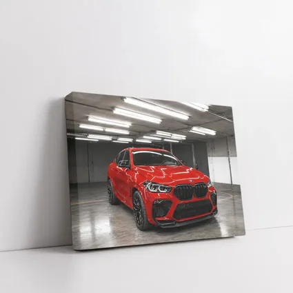 Red BMW X6 M Parked In Garage