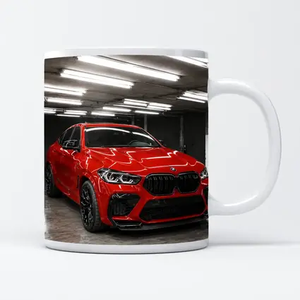 Red BMW X6 M Parked In Garage