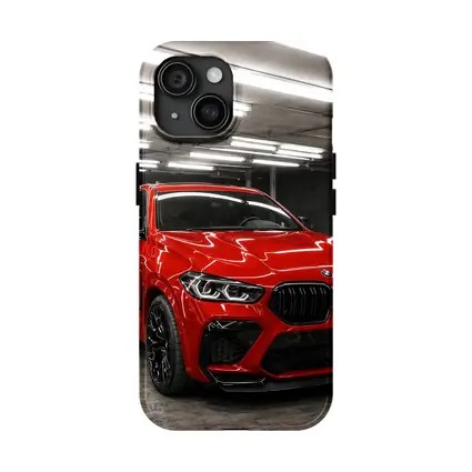 Red BMW X6 M Parked In Garage