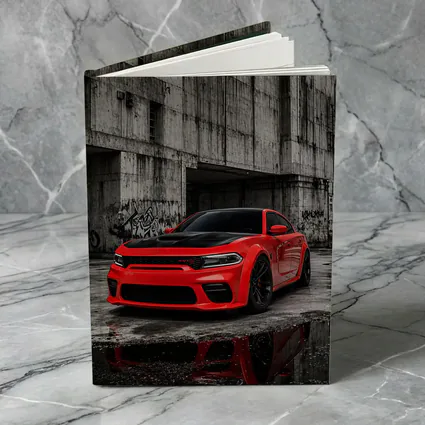 Red Dodge Charger SRT Urban Concrete Background