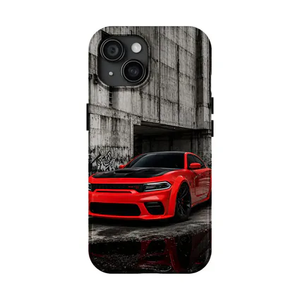 Red Dodge Charger SRT Urban Concrete Background
