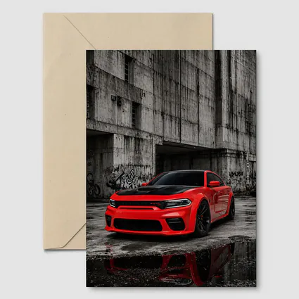 Red Dodge Charger SRT Urban Concrete Background