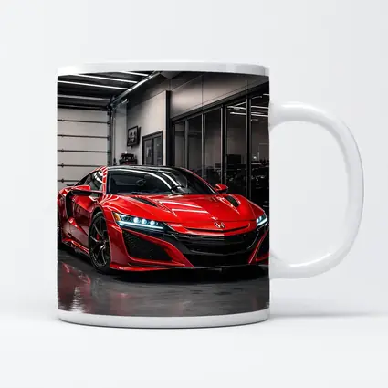 Red Honda NSX Parked in Modern Garage