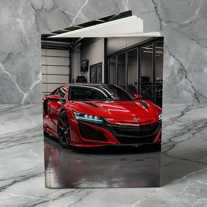 Red Honda NSX Parked in Modern Garage