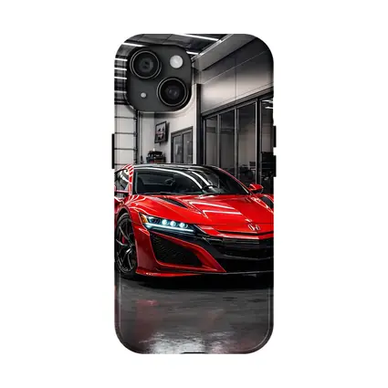 Red Honda NSX Parked in Modern Garage