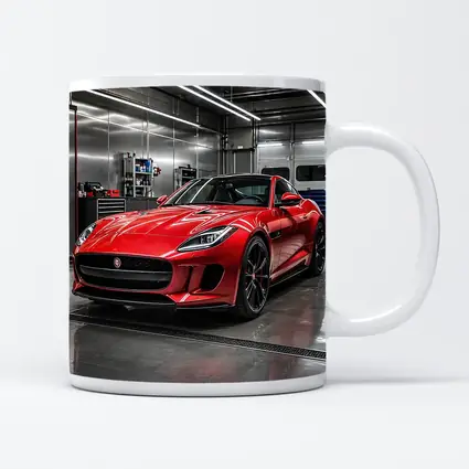 Red Jaguar F Type in Auto Garage