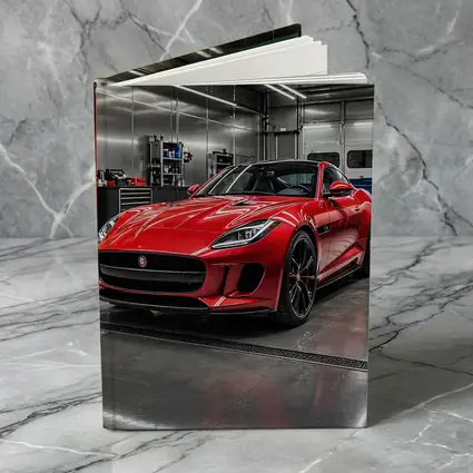 Red Jaguar F Type in Auto Garage