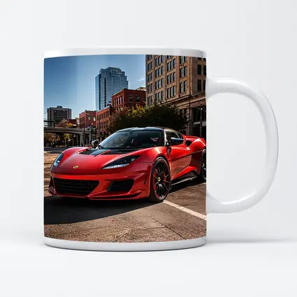 Red Lotus Evora Parked Downtown City Street