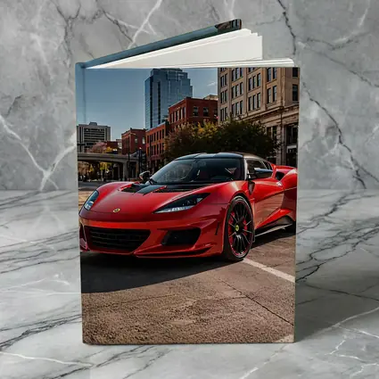 Red Lotus Evora Parked Downtown City Street