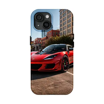 Red Lotus Evora Parked Downtown City Street