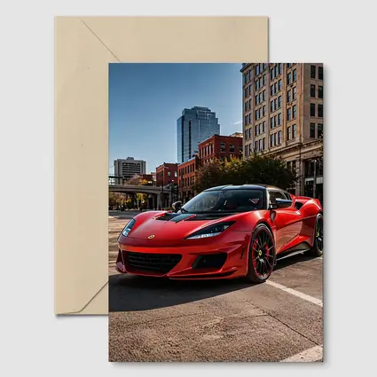 Red Lotus Evora Parked Downtown City Street