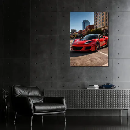 Red Lotus Evora Parked Downtown City Street