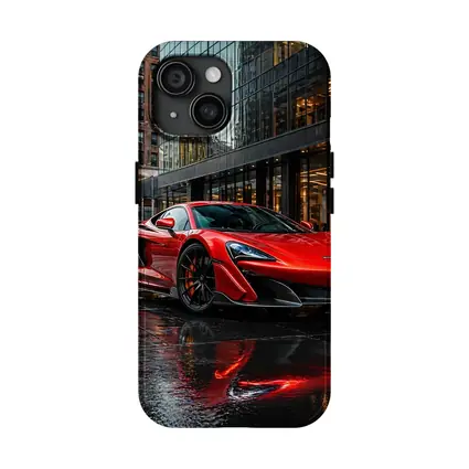 Red McLaren 600LT Wet City Streets