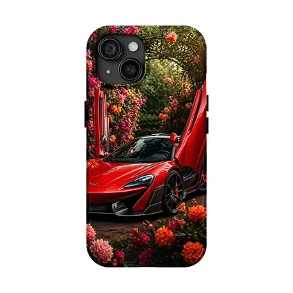 Red McLaren 570S Among Blooming Flowers