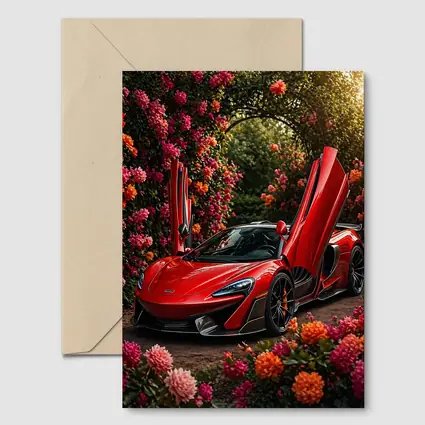 Red McLaren 570S Among Blooming Flowers