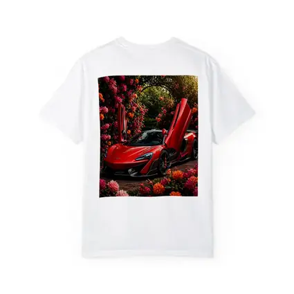 Red McLaren 570S Among Blooming Flowers