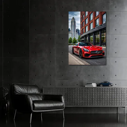 Red Mercedes AMG GT City Street