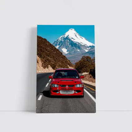 Red Mitsubishi Lancer Evo Mountain Road