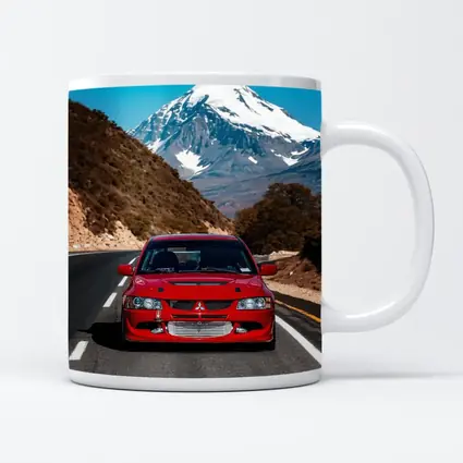 Red Mitsubishi Lancer Evo Mountain Road