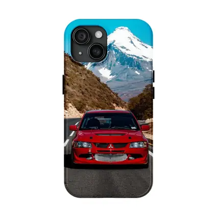 Red Mitsubishi Lancer Evo Mountain Road
