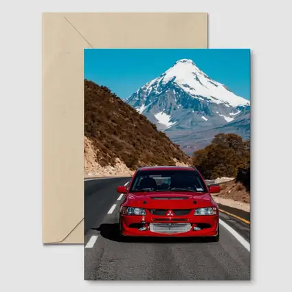 Red Mitsubishi Lancer Evo Mountain Road