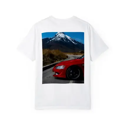 Red Mitsubishi Lancer Evolution Mountain Road