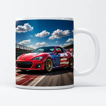 Subaru BRZ American Flag Racing Track Scene
