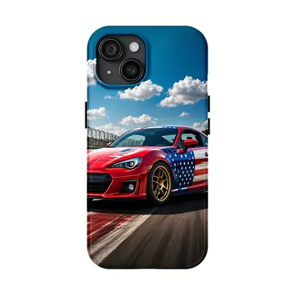 Subaru BRZ American Flag Racing Track Scene