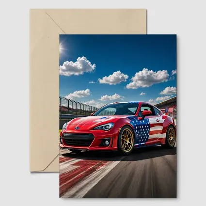 Subaru BRZ American Flag Racing Track Scene