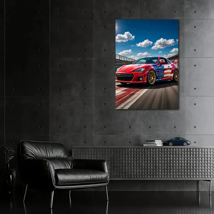 Subaru BRZ American Flag Racing Track Scene
