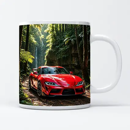 Red Toyota Supra Parked In Forest