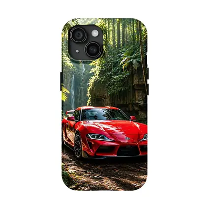 Red Toyota Supra Parked In Forest