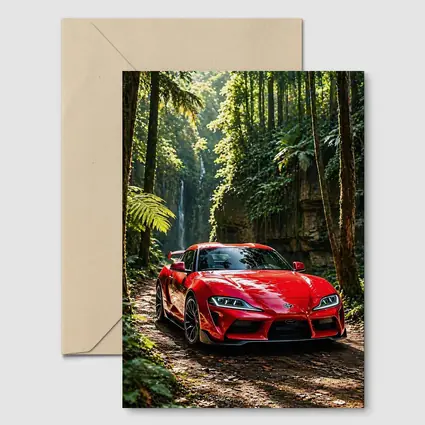 Red Toyota Supra Parked In Forest