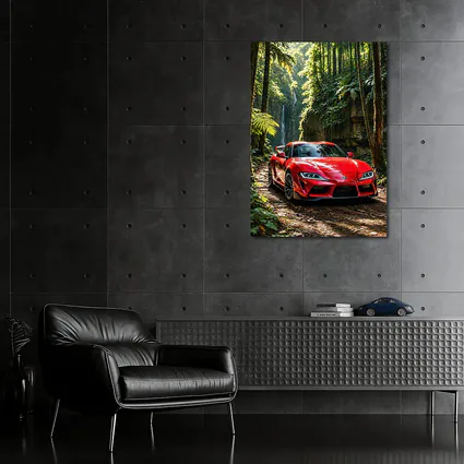 Red Toyota Supra Parked In Forest
