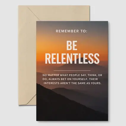 Be Relentless Motivational Quote Mountain Sunset